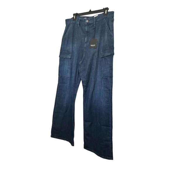 Simply Vera Wang Womens High Rise Dark Cargo Utility Wide Leg Jeans Sz 6 New - Picture 2 of 11